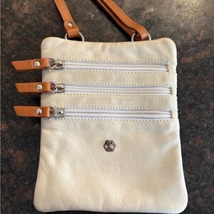 VALENTINA CREAM mini LEATHER bag with tan handles